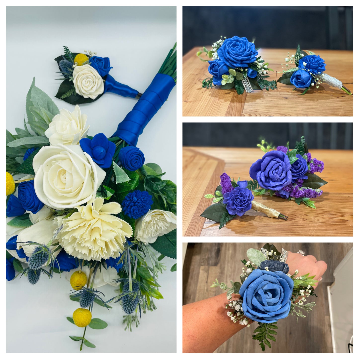 Custom Prom Bouquet Set | Personalized Color Palette | Wood Flower Keepsake | Boutonniere or Arm Garter