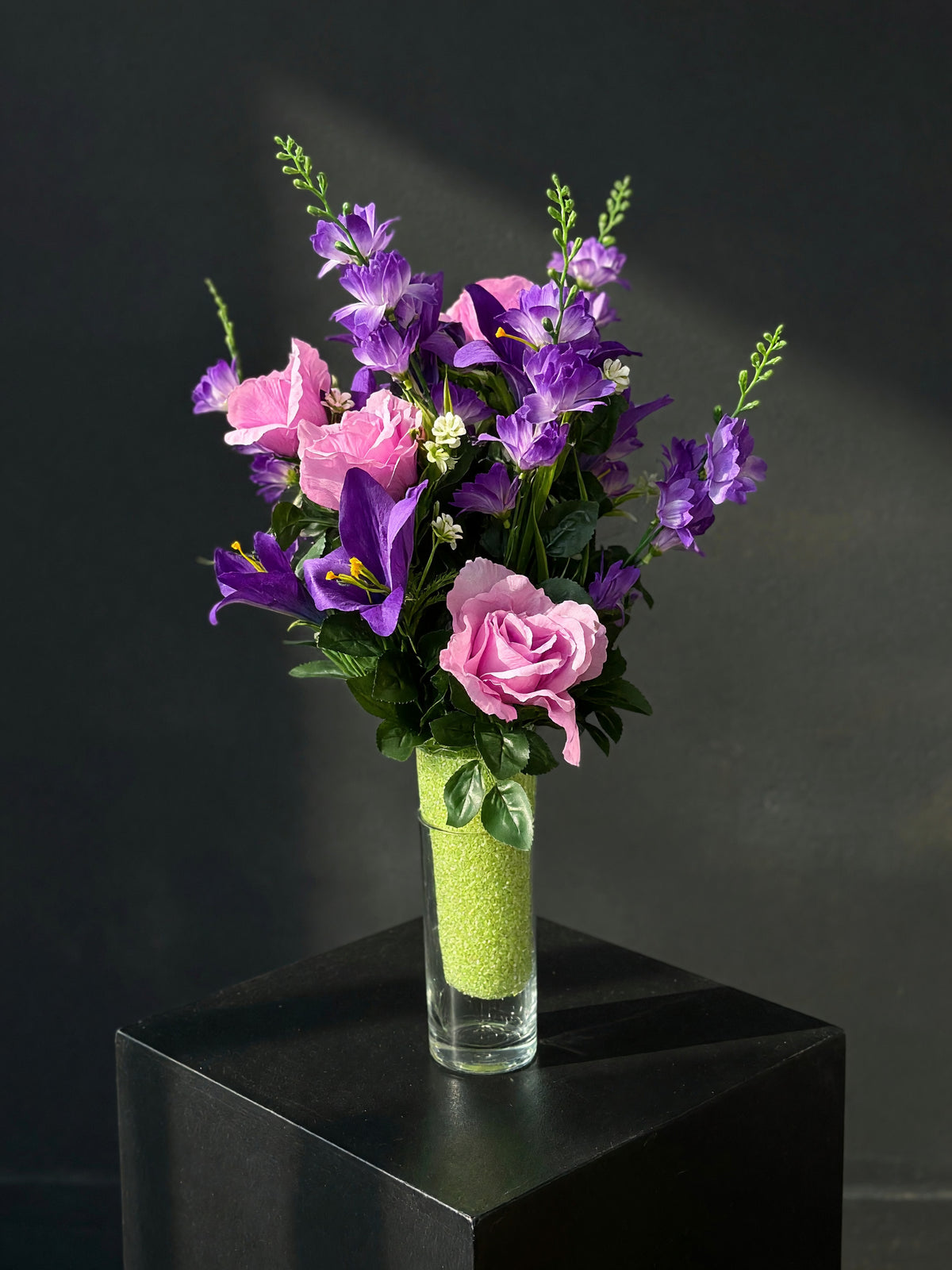 Purple & Pink Graveside Inset Arrangement - Small