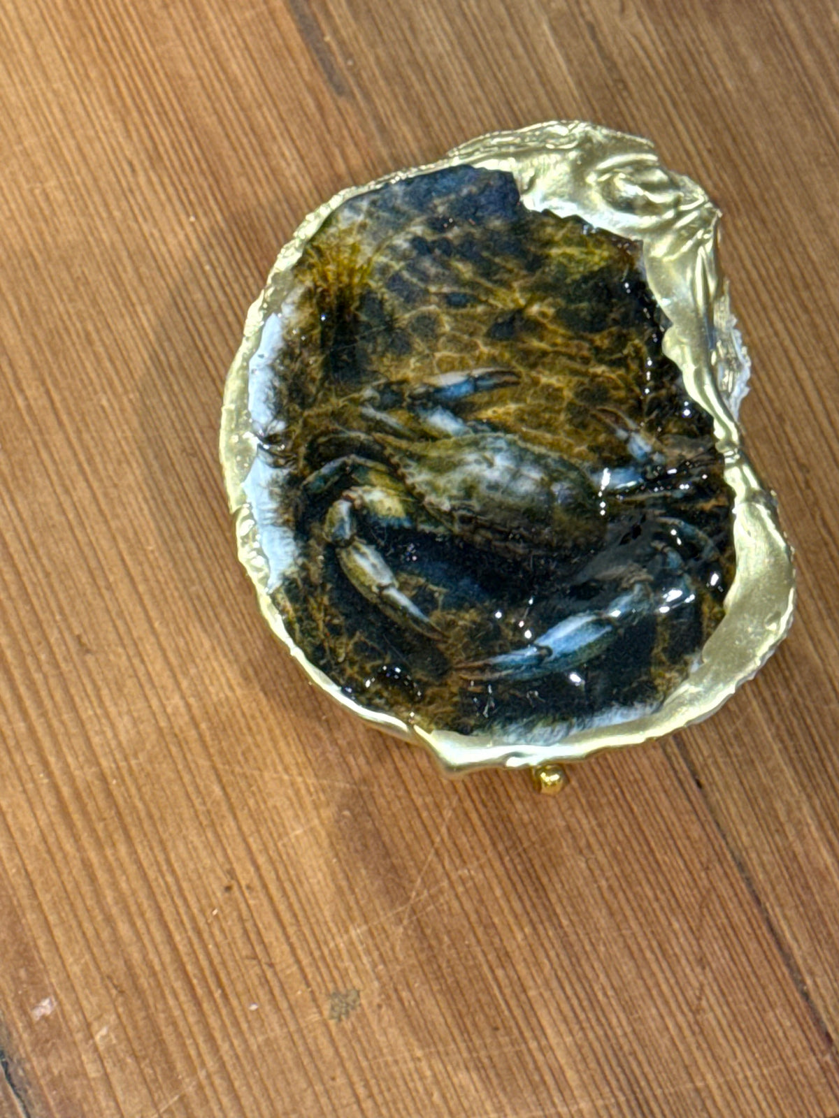 Louisiana Blue Crabs Resin Art Oyster Shell