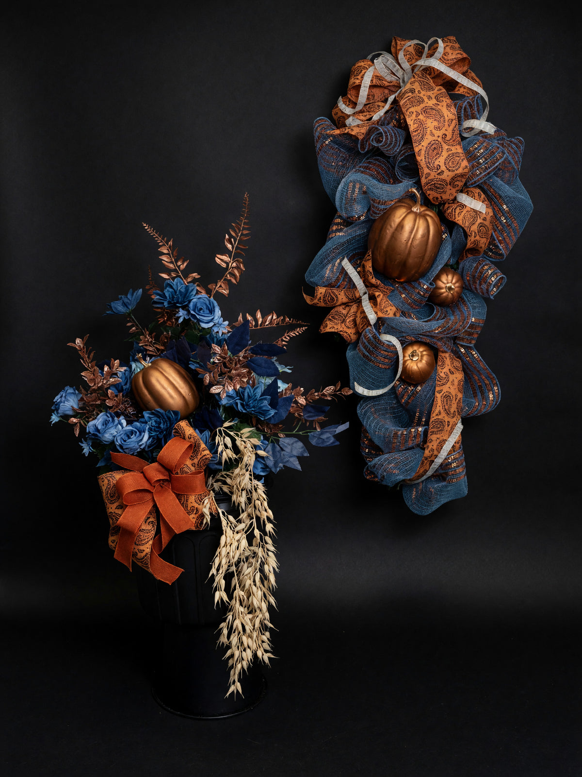Custom Blue & Copper Basket Arrangement — Add-On Order