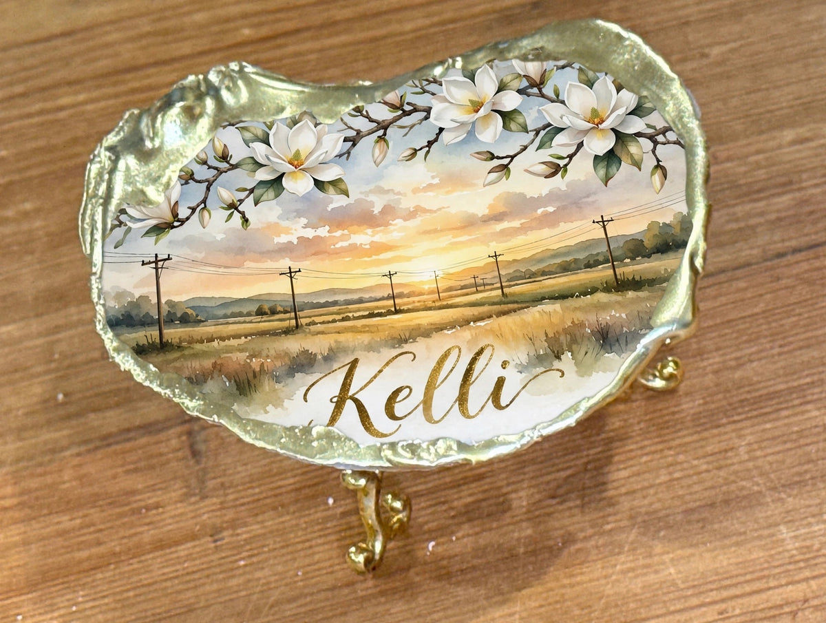 Custom Order for Jessica: Magnolia Name Trinket Dishes (3)