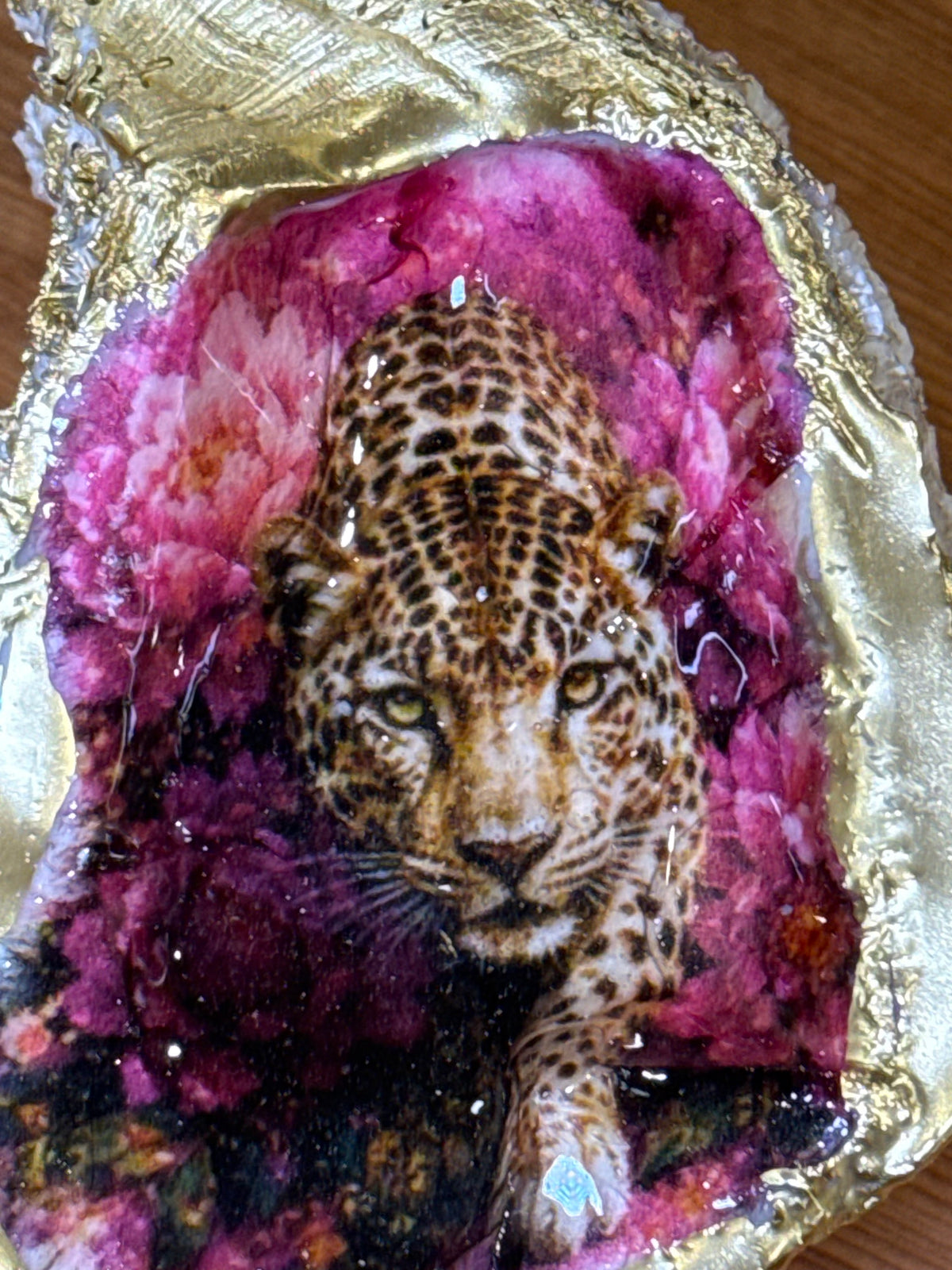 Leopard Resin Art Oyster Shell