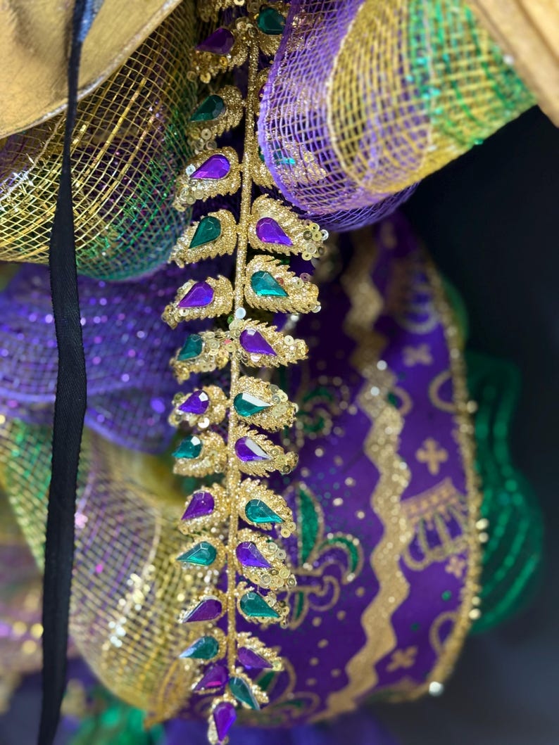 XXL Mardi Gras mask wreath Louisiana decor