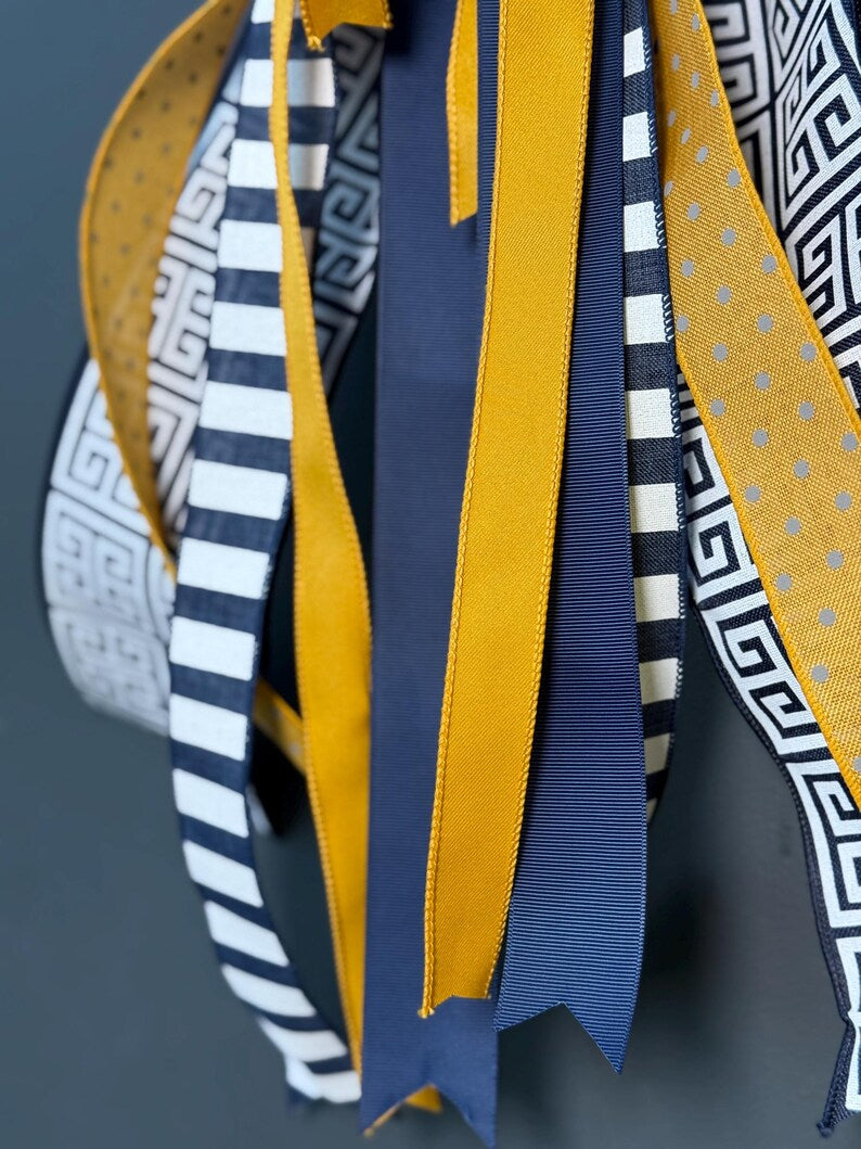 Navy mustard bow ribbon collection