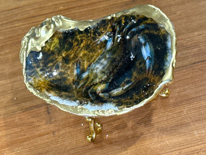 Louisiana Blue Crabs Resin Art Oyster Shell