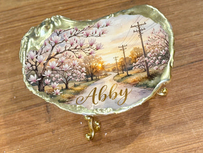Custom Order for Jessica: Magnolia Name Trinket Dishes (3)