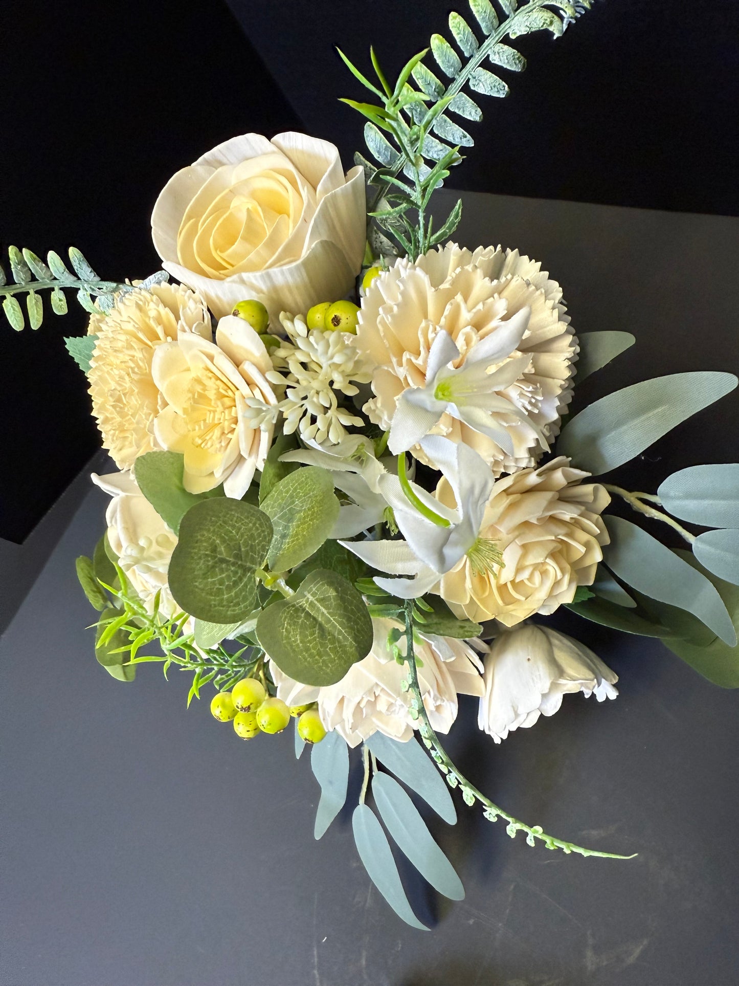 Champagne Prom Bouquet Set | Wood Flower Keepsake | Boutonniere or Arm Garter