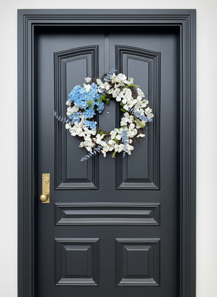 Hydrangea and dogwood wreath