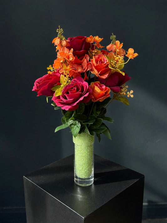 Jewel Tone Rose Graveside Arrangement - Statement Size