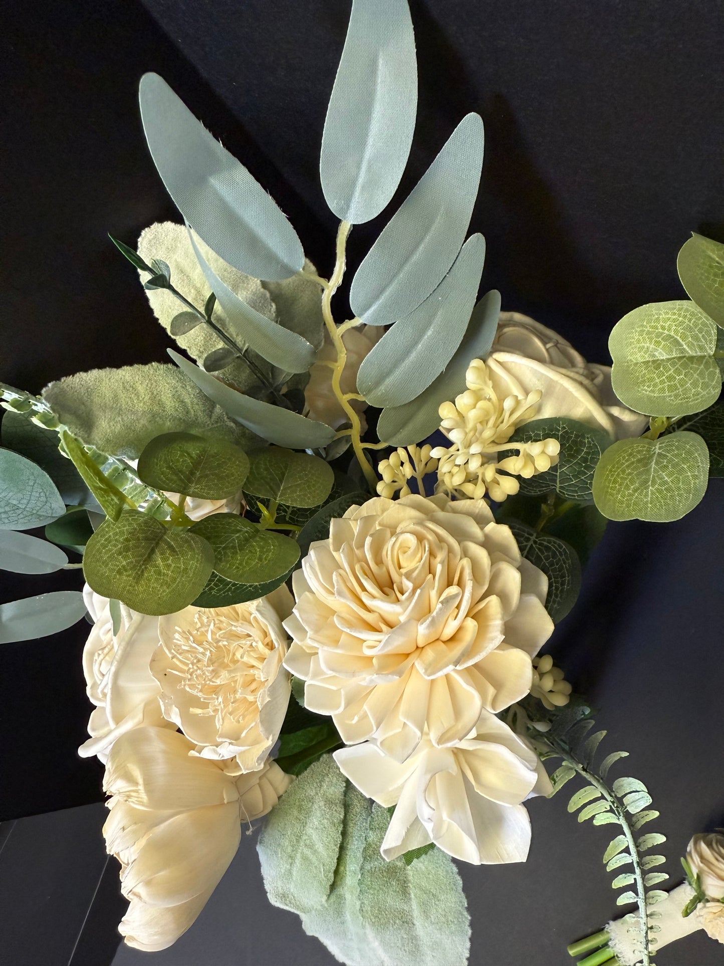 Ivory Prom Bouquet Set | Heirloom Wood Flower Keepsake | Boutonniere or Arm Garter