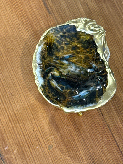 Louisiana Blue Crabs Resin Art Oyster Shell