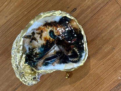 Ducks Cupping to Land Resin Art Oyster Shell