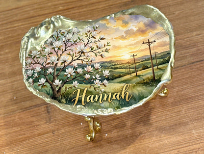 Custom Order for Jessica: Magnolia Name Trinket Dishes (3)