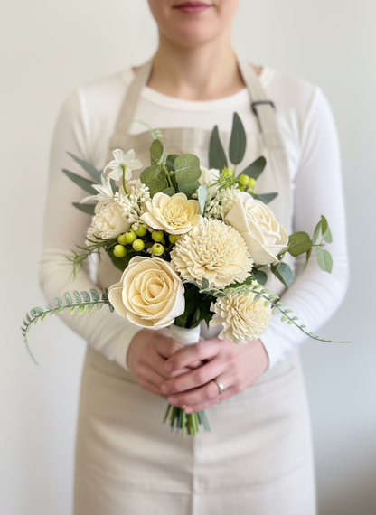 Champagne Dance Bouquet Set | Wood Flower Keepsake | Boutonniere or Arm Garter