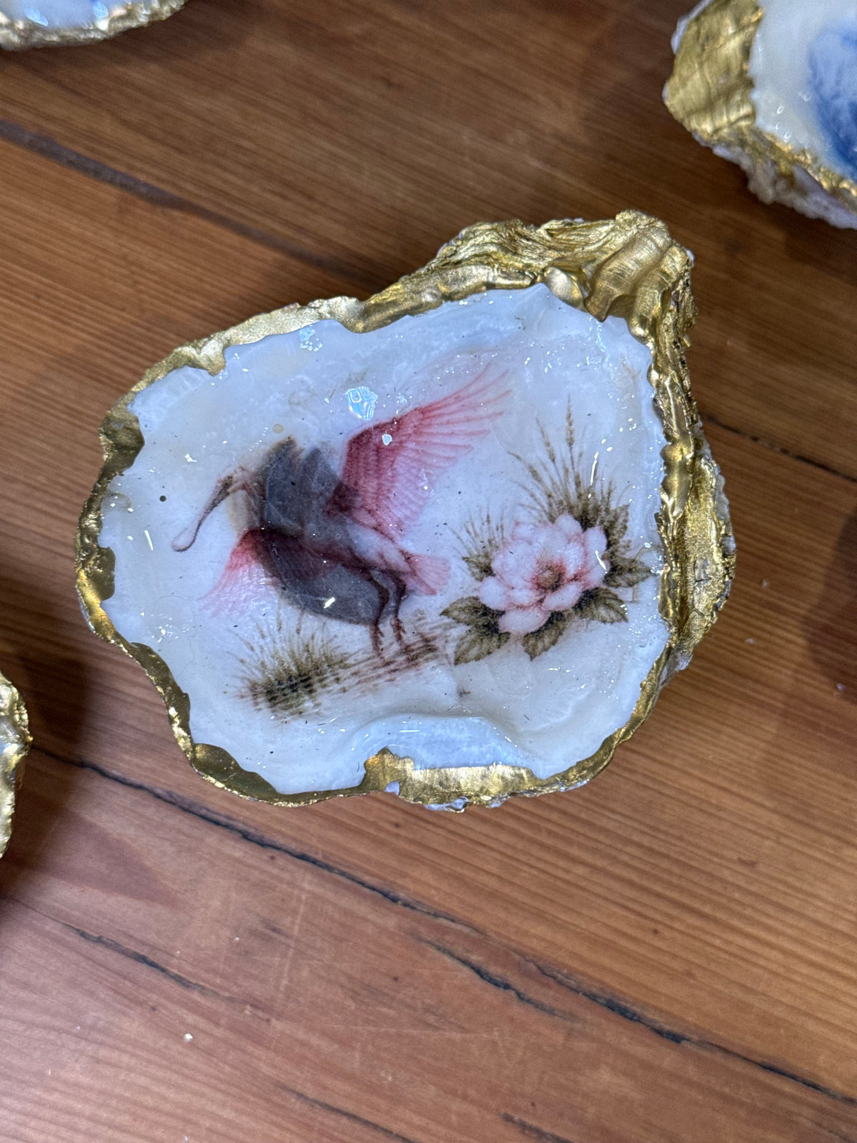 Roseate Spoonbill Gilded Oyster Shell
