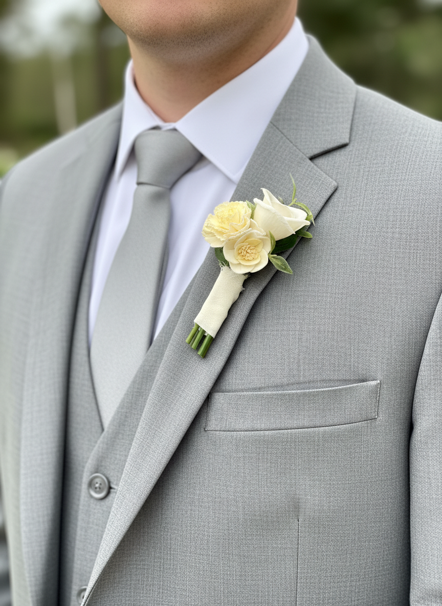 Champagne Prom Bouquet Set | Wood Flower Keepsake | Boutonniere or Arm Garter