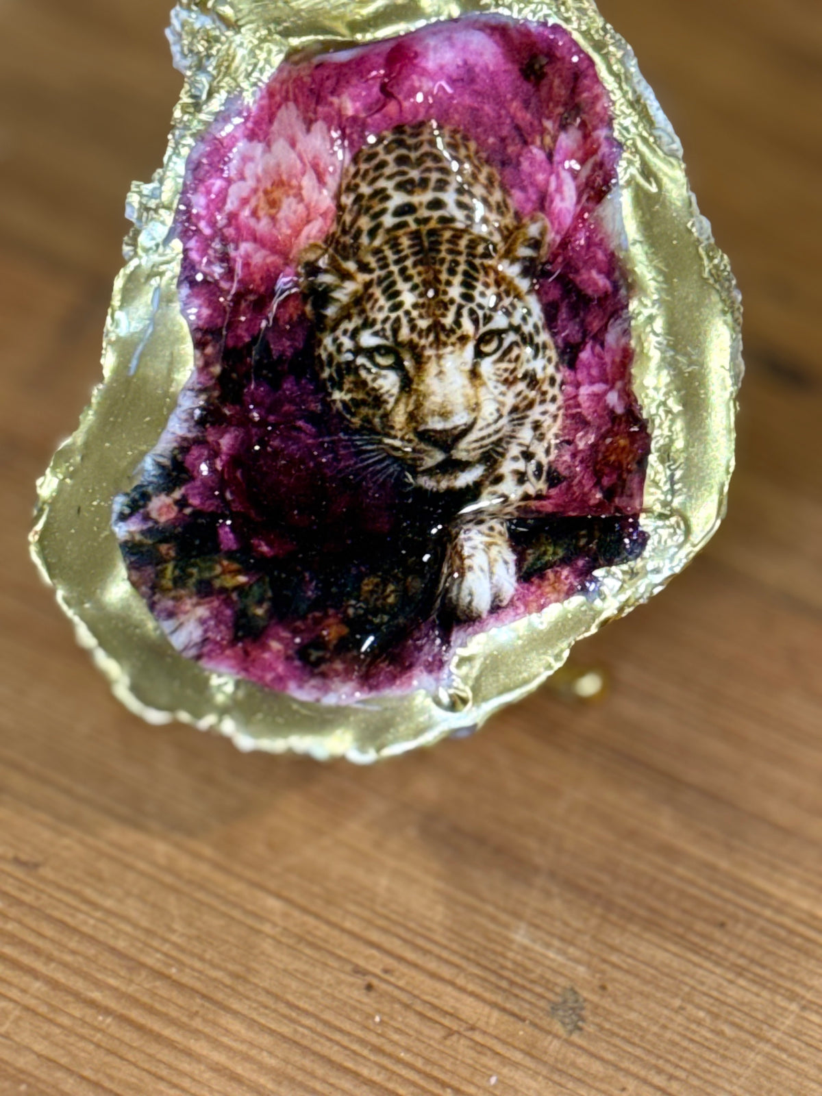 Leopard Resin Art Oyster Shell