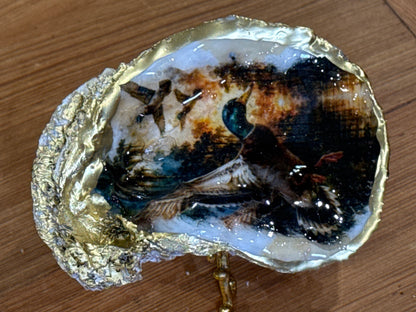 Ducks Cupping to Land Resin Art Oyster Shell