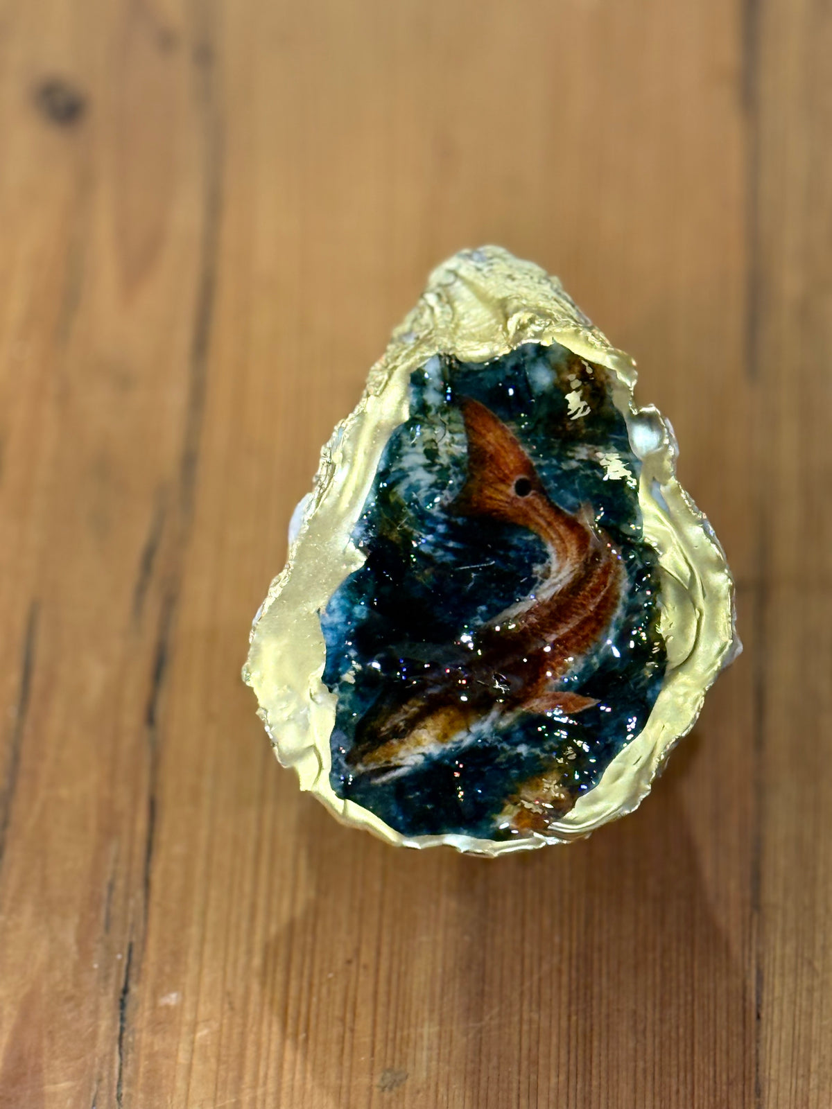 Louisiana Redfish Resin Art Oyster Shell