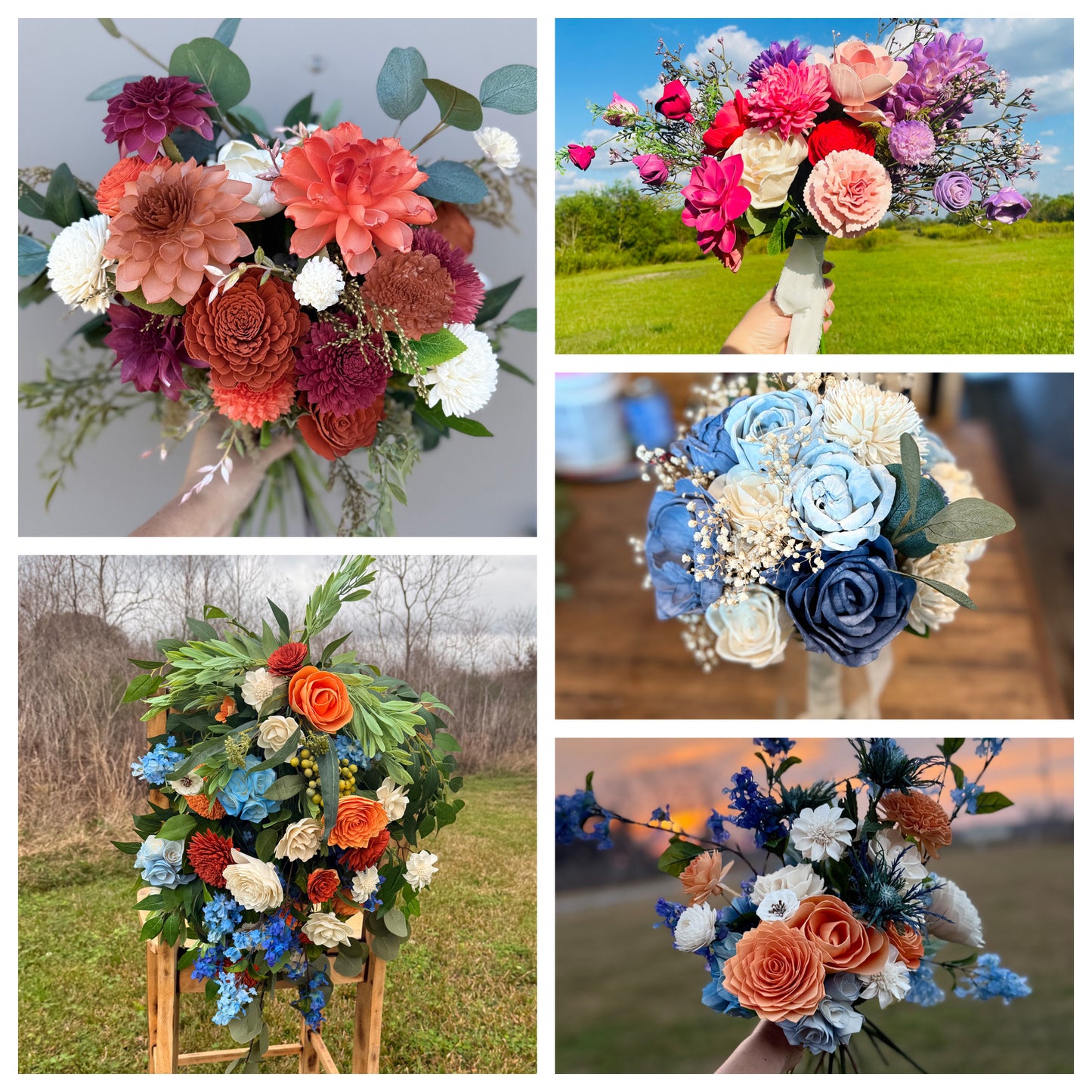 Custom Prom Bouquet Set | Personalized Color Palette | Wood Flower Keepsake | Boutonniere or Arm Garter