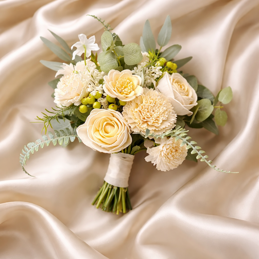 Champagne Prom Bouquet Set | Wood Flower Keepsake | Boutonniere or Arm Garter