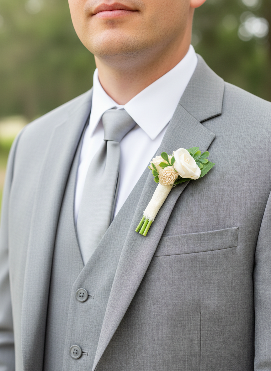 Ivory Prom Bouquet Set | Heirloom Wood Flower Keepsake | Boutonniere or Arm Garter