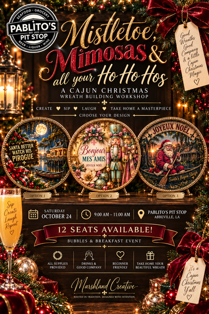 Mistletoe, Mimosas & All Your Ho Ho Ho’s at Pablito’s- Christmas Wreath class