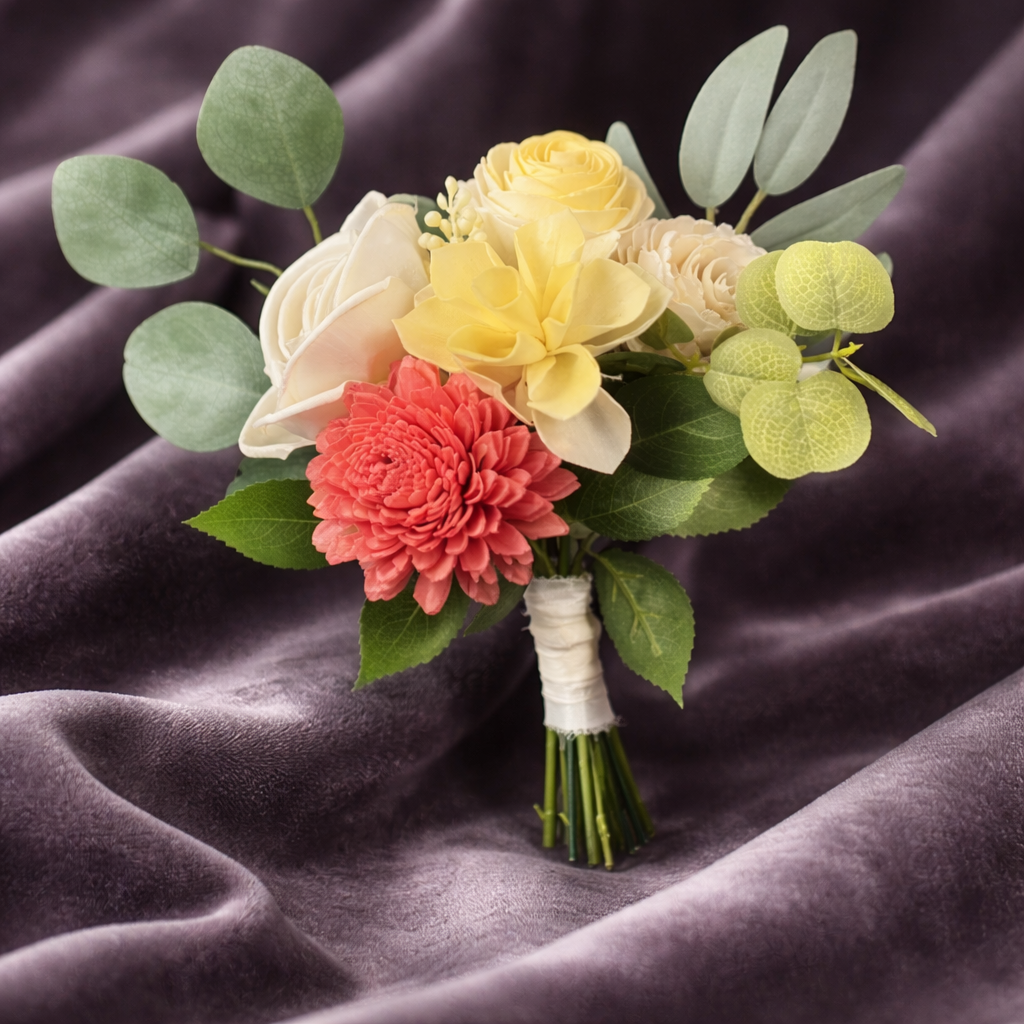 Keepsake Prom Bouquet Set | Petite or Classic Size | Sola Wood Floral Bouquet + Matching Boutonnière