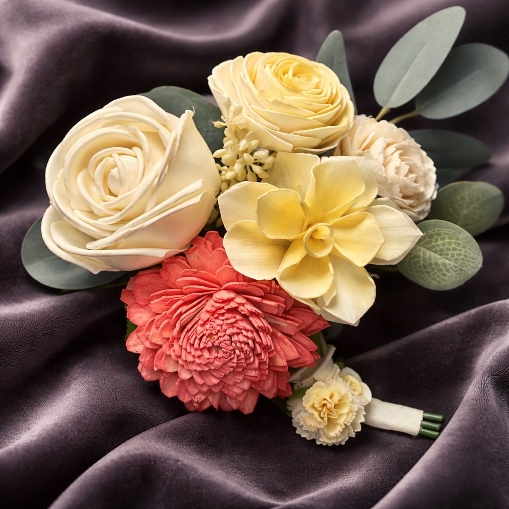 Keepsake Prom Bouquet Set | Petite or Classic Size | Sola Wood Floral Bouquet + Matching Boutonnière
