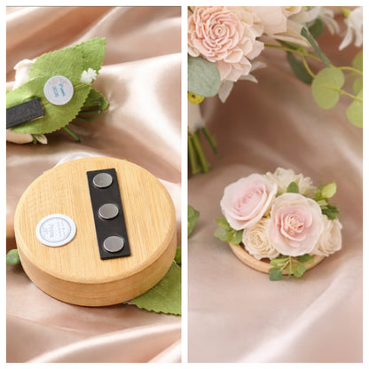 Blush Dance Bouquet Set | Dusty Rose Wood Flower Keepsake | Boutonniere or Arm Garter