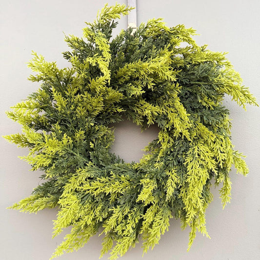 Two tone cedar wreath limon green evergreen
