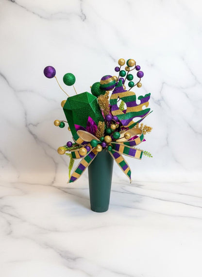Mardi Gras vase insert purple green gold floral