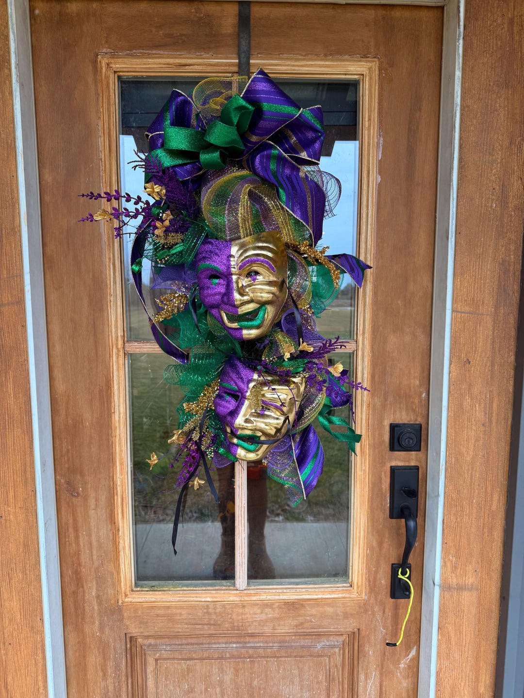 Mardi Gras mask wreath purple green gold Louisiana