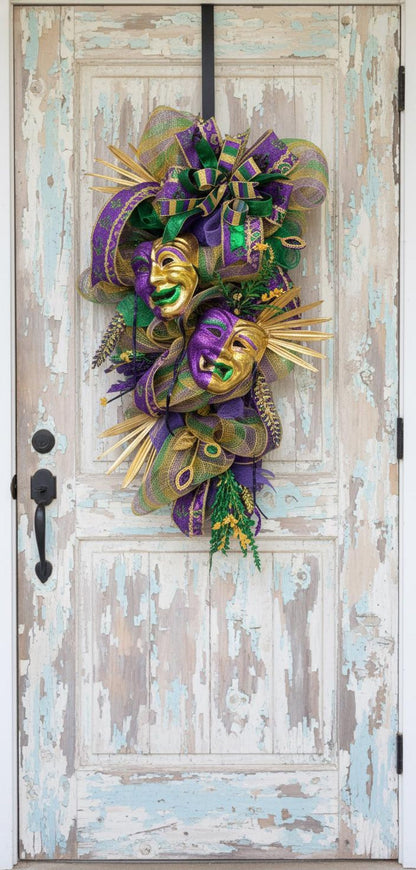 XXL Mardi Gras mask wreath large statement