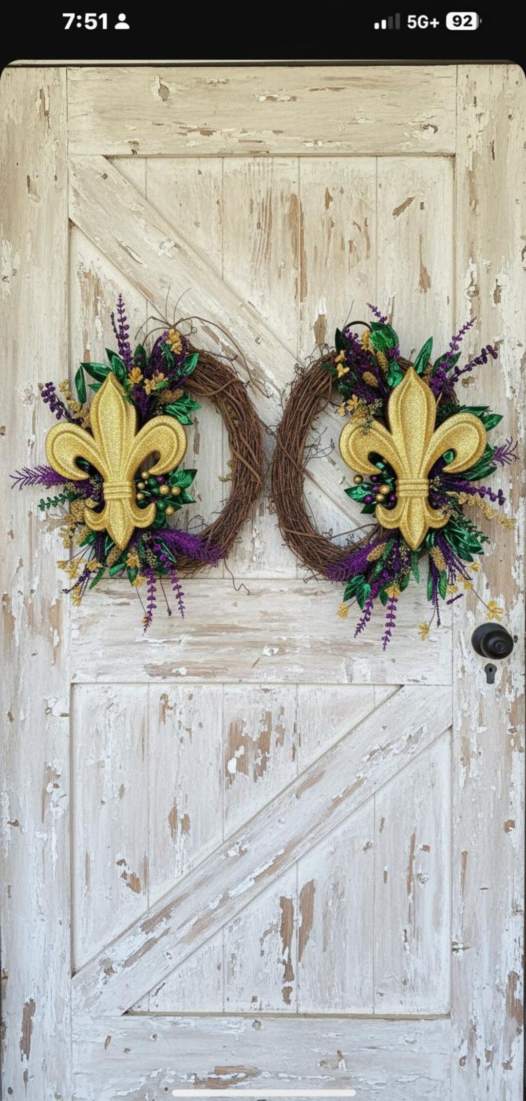 Mardi Gras fleur de lis wreath set purple green gold