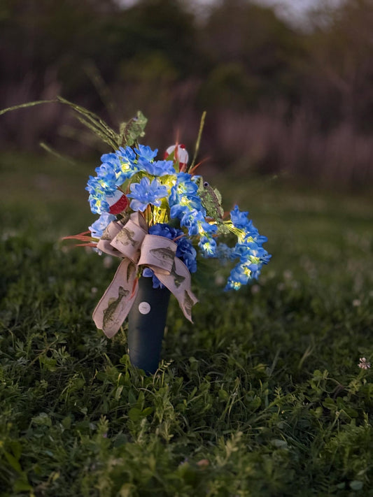 Solar graveside fishing arrangement bass memorial