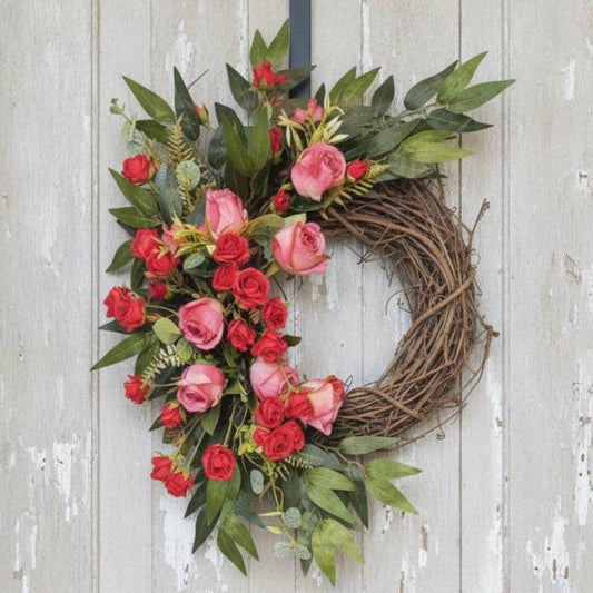 Moody floral grapevine wreath dark jewel tone
