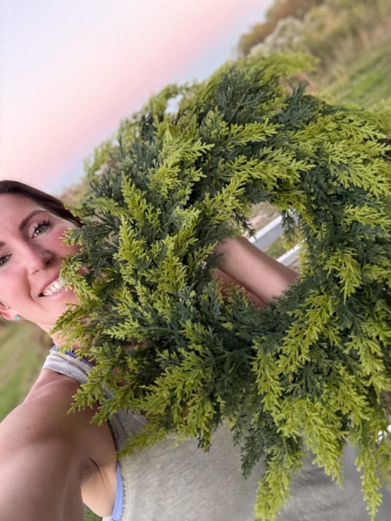 Two tone cedar wreath full lush texture detail