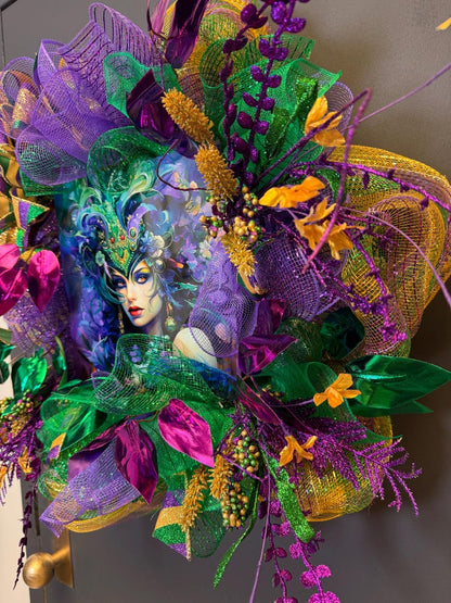 Mardi Gras masquerade wreath carnival glam decor