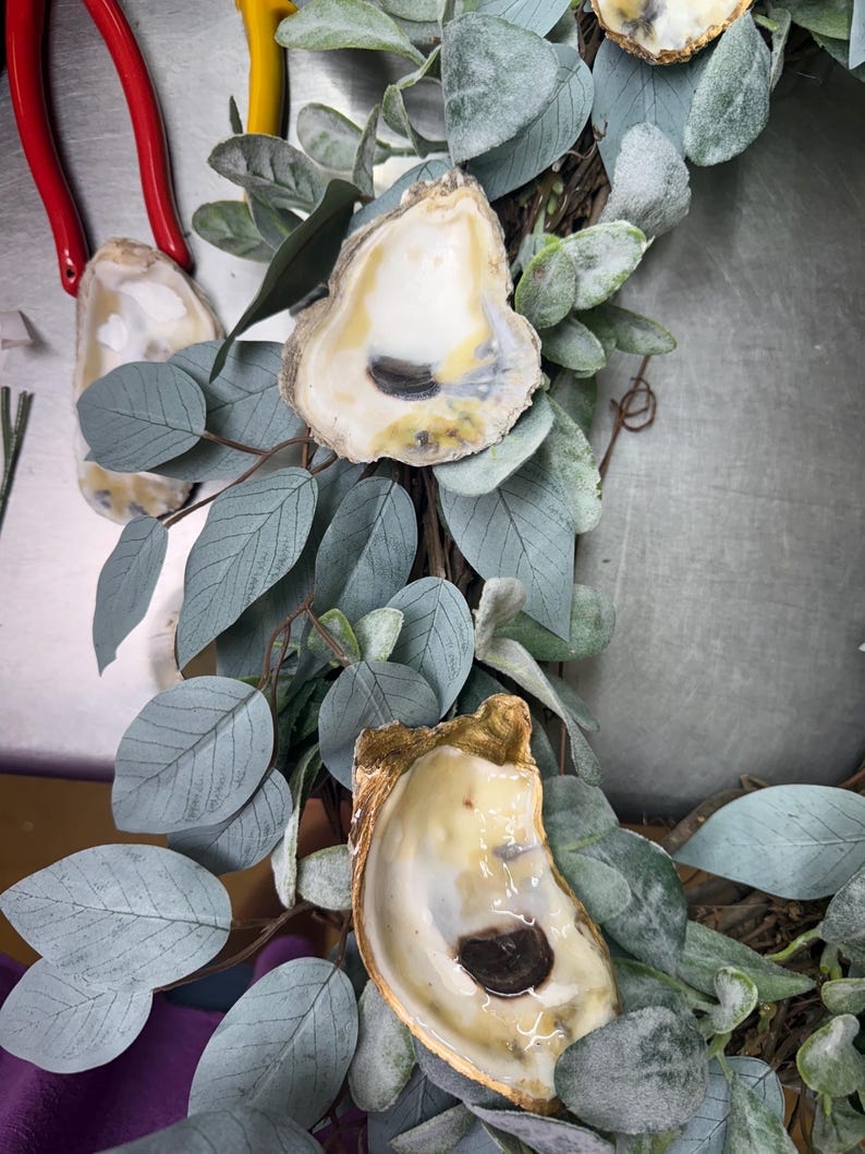 Oyster shell wreath Gulf Coast decor Louisiana