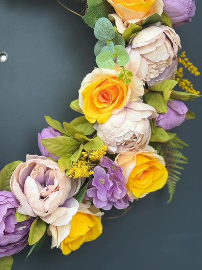 Death Valley Dusk wreath purple gold lavender floral
