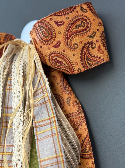 Rust paisley fall bow ribbon collection
