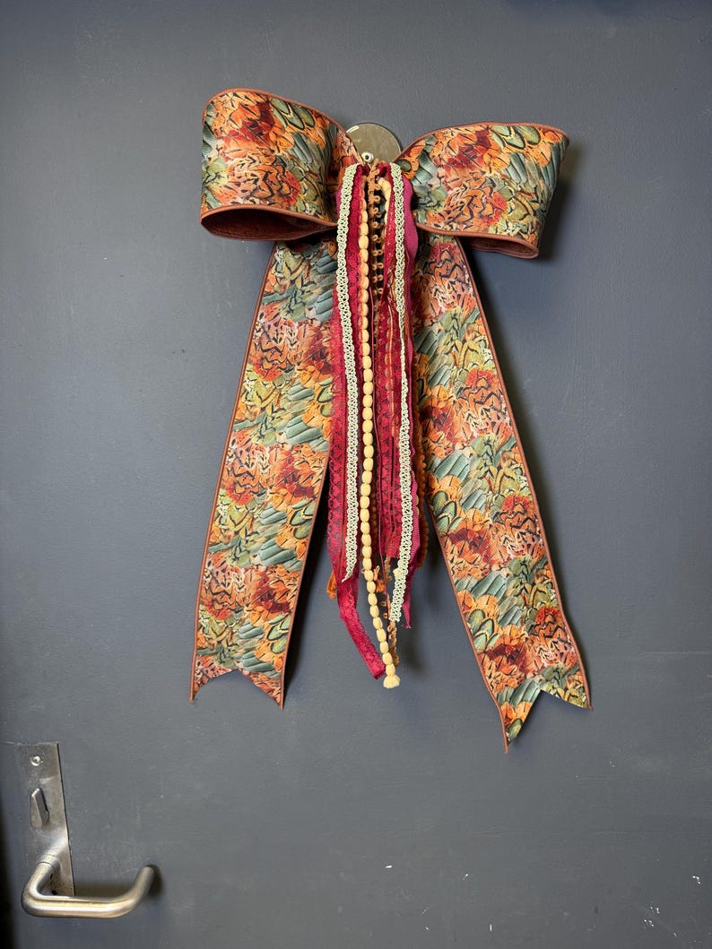 Tapestry fall bow bubble ribbon wooden beads